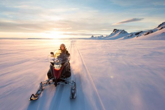 Snowmobiling on Langjökull Glacier and Bathing in the Secret Lagoon