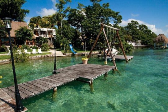 Magical BACALAR TOUR with Pontoon Boat ride. (Transportation + Breakfast + Food)