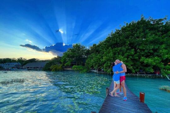 Perfect day in Bacalar Lagoon of Seven Colours with Pontoon Ride