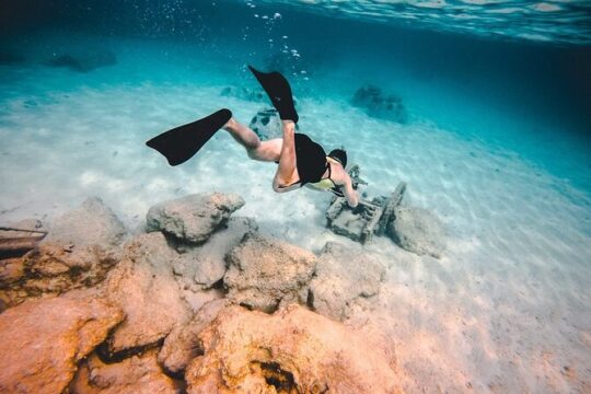 Catamaran Sailing through gorgeous waters of the Caribbean Sea to Isla Mujeres