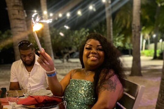 Romantic Heart in Stand Dinner on the Beach in Jamaica