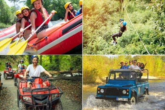 Antalya White Water Rafting ( 4 in 1 ) Rafting Jeep Quad Zipline