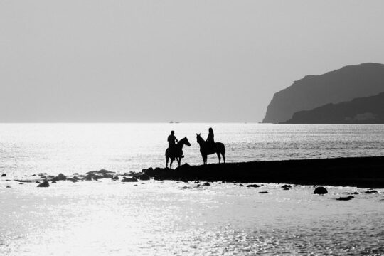 Santorini: Horse riding to the Black Sandy Beach (Eros beach)