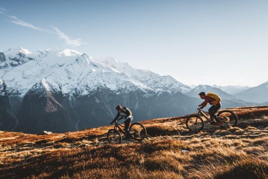 Point of view on the glaciers of Chamonix by electric mountain bike