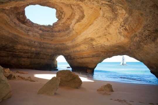 Half Day Sailing Cruise by Catamaran to Benagil and Carvoeiro