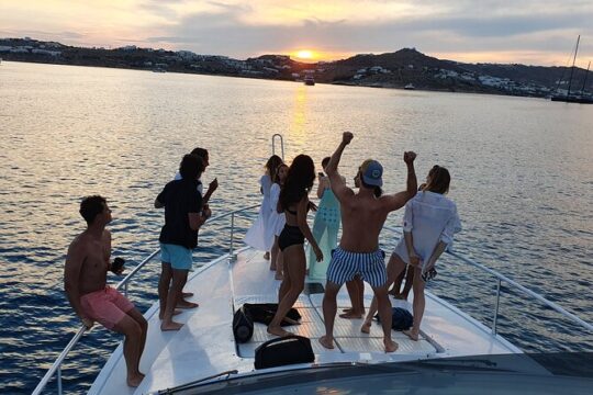 Full Day Private Yacht Cruise in Mykonos on a Ferretti Altura 52s