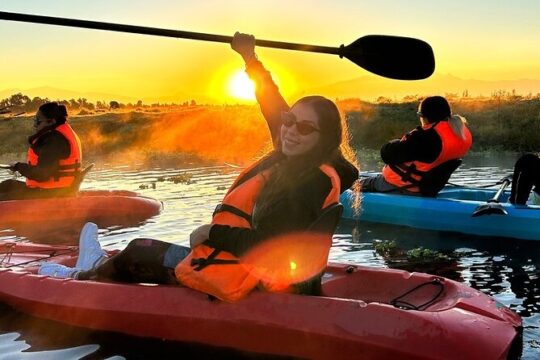 Xochimilco on a kayak at Sunrise