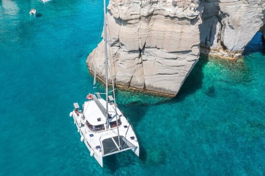 Morning Catamaran Cruise to Kleftiko Bay Milos