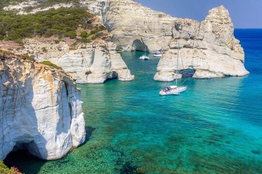Best of Milos and Poliegos Catamaran snorkelling Cruise with BBQ