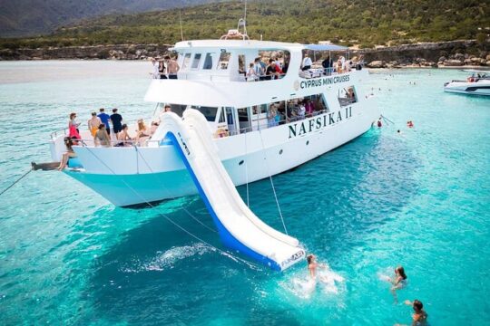 Nafsika II Half Day Cruise Swimming to blue lagoon water slide