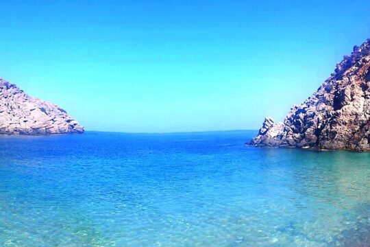 Powerboat Tour Rodopou Peninsula, Menies Beach and Theodorou Island Half Day