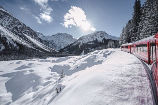 Bernina and Glacier Train Two Routes in One Day from Milan