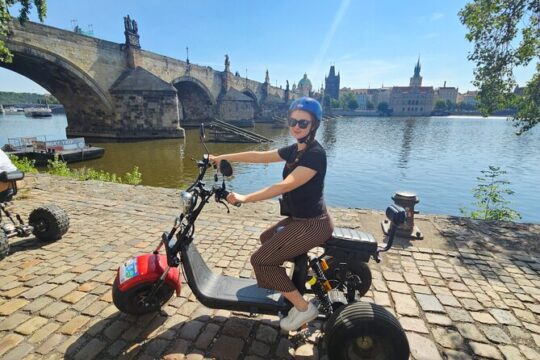 Live guided 120 min Electric Trike & e-Scooter Tour of Prague