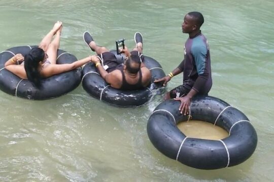 Private Blue Hole Secret Falls & River Tubing with Transportation
