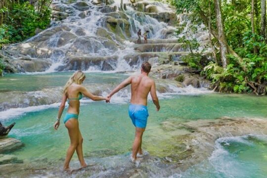 Dunn's River Falls and Bamboo Rafting Combo Tour with an ATV Ride