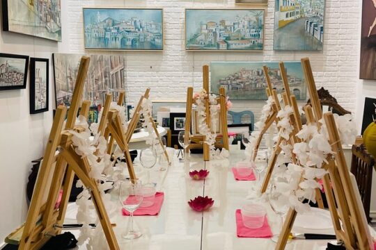2H Wine Tasting and Painting in an Art Studio