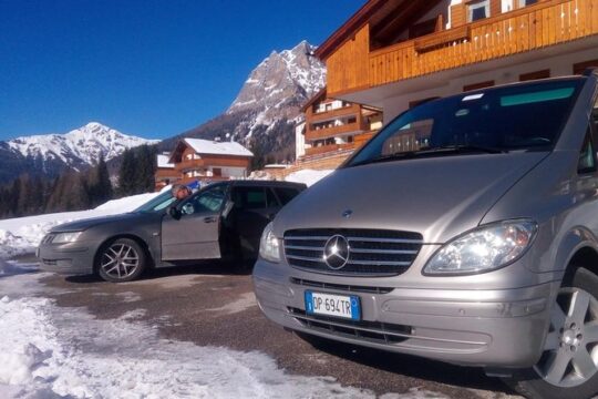 Private transfer Venice airport to Cortina, Dolomites, chauffeur service