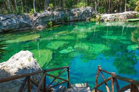 Cenote entrance with private transportation