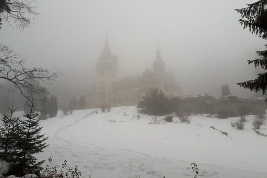 Peles Castle and optional Cantacuzino Castle from Brasov