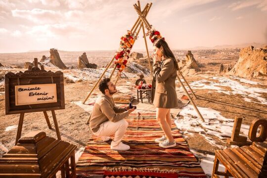 Marriage Proposal At Sunset Time In The Valley