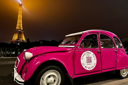 3H Guided Tour Through Paris by Night in a Pink Citroën 2CV
