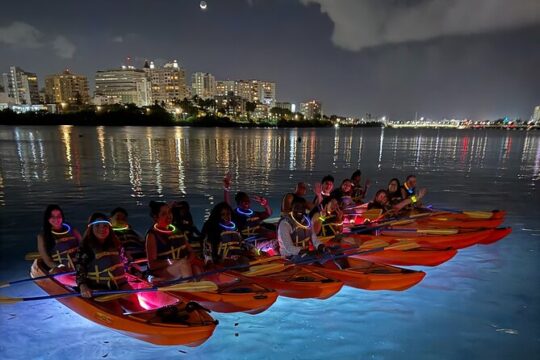 Crystal Glow Night Kayak in Condado Lagoon of San Juan