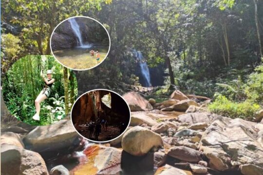 16 Lines Zipline, Cave, Hiking & Biausevu Waterfall Combo Tour