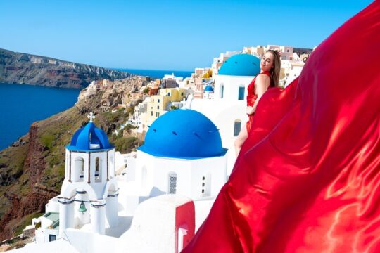Santorini Flying Dress Photoshoot for 4 Guests