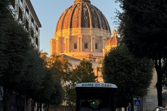 3H Churches and Food Experience on Golf Cart at sunset in Rome