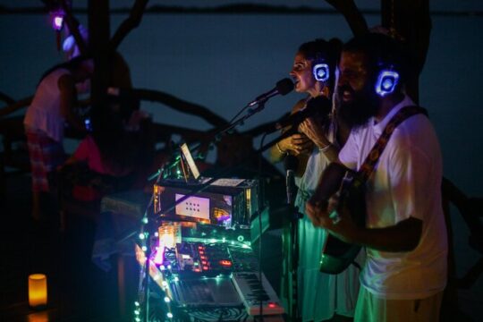 Activity with Cacao Dance Headphones in Bacalar Lagoon