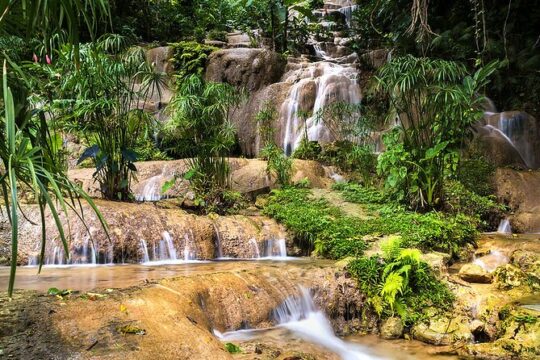 Konoko Falls and Bamboo Blu Beach from Ocho Rios Cruise Port