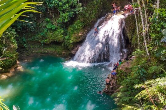 Ocho Rios Highlights, Blue Hole Secret Falls, and Jerk Stop from Falmouth