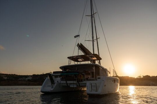 Cape Sounio Sunset Catamaran Cruise with Snacks and Wine