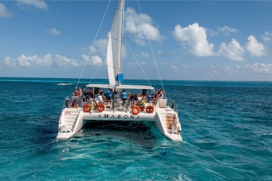 Isla Mujeres Catamaran from Tulum Open Bar Luxury Beach Club