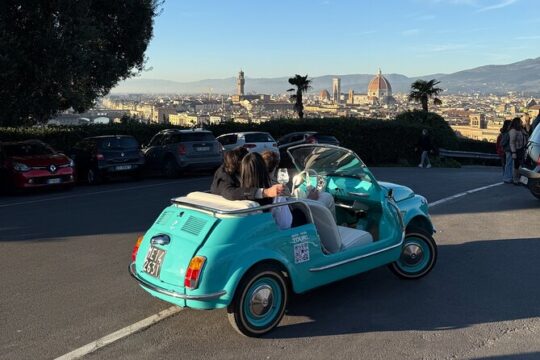 Discover Florence city center on e-cabriot fiat 500
