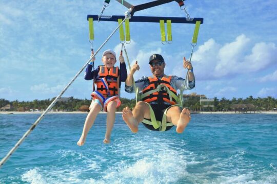 Parasailing & Beach Club with Transportation In Riviera Maya