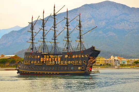 Gonster Mega Yacht Party and Phaselis Bay from Kemer Marina
