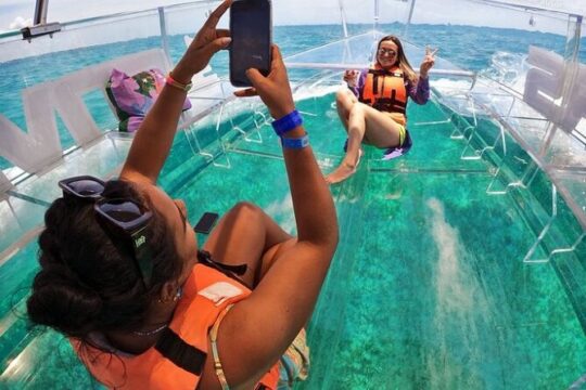 Explore Caribbean in a Transparent Boat in Isla Mujeres