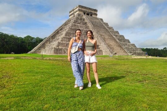 Chichen Itza and cenote in a mayan community