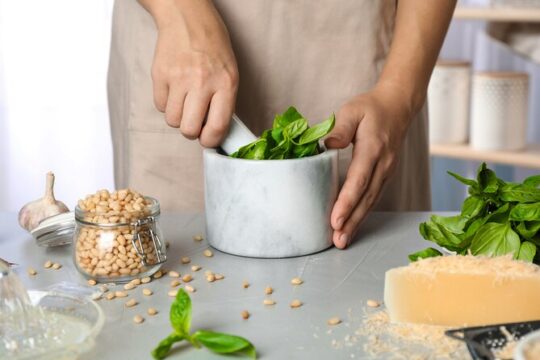 Genoa: Master the Art of Mortar Pesto with Fresh Focaccia & Wine