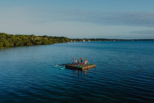 Bacalar Yoga Class on Floating Platform in Laguna