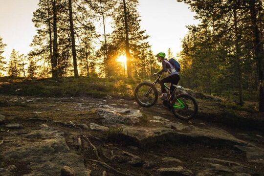 Cool Rovaniemi summer night e-mountain bike ride
