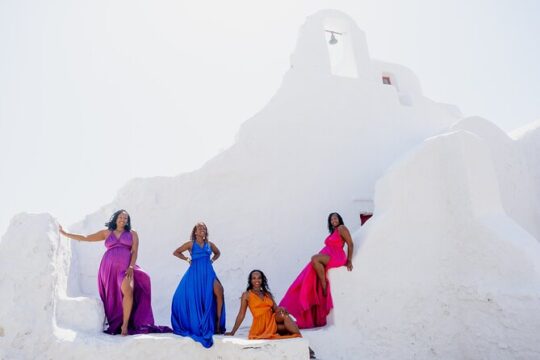 Group Flying Dress Photoshoot Mykonos